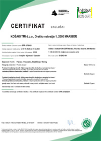 Certifikat BIO Certifikat BIO